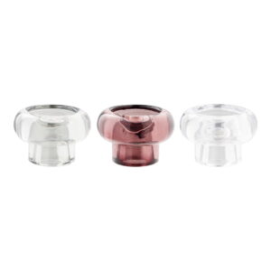 Lysestager, glas, klar/smoked grå/marron rød, sæt af 3