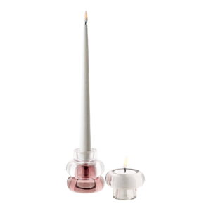 Lysestager, glas, klar/smoked grå/marron rød, sæt af 3 - Billede 6