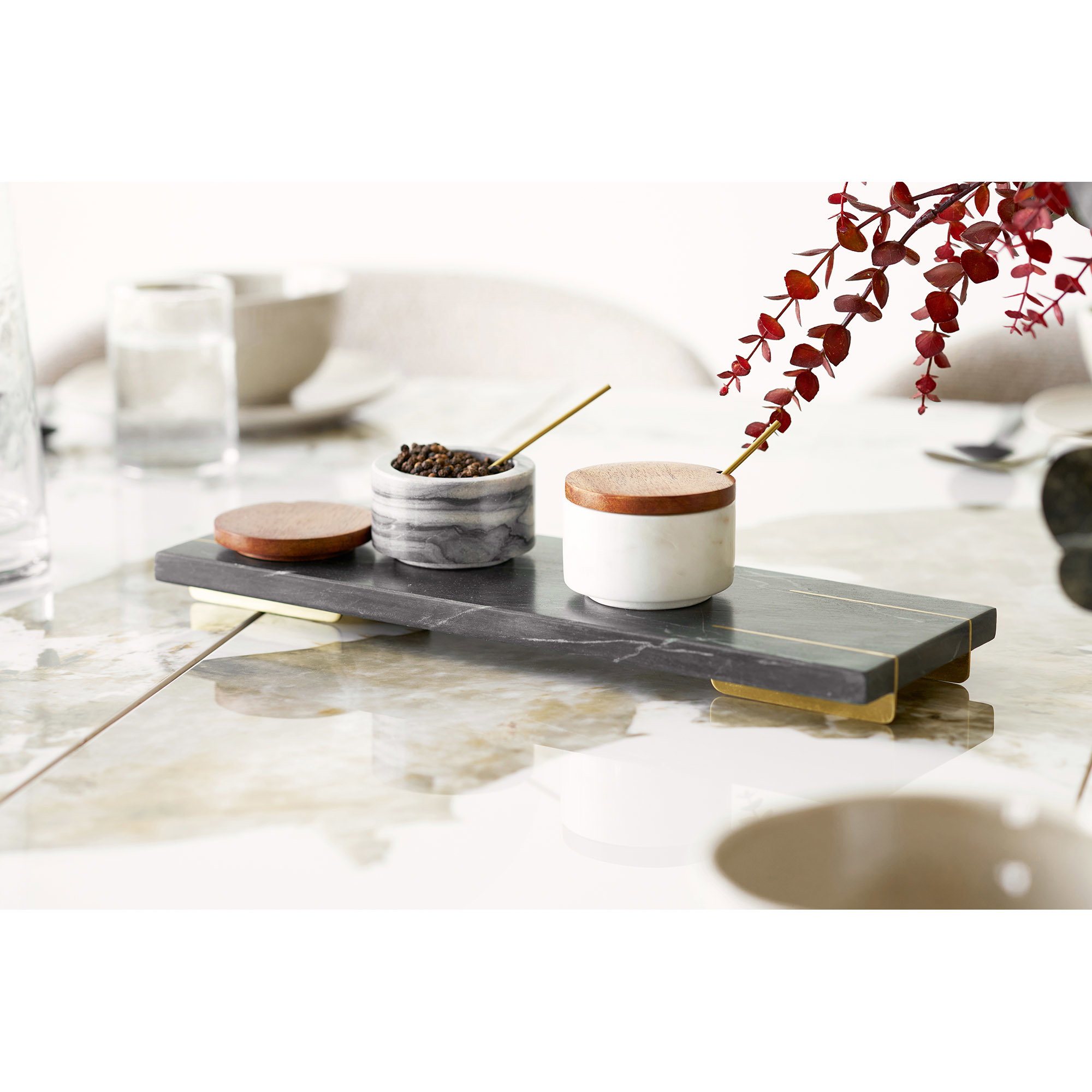 Diu Bakke, marmor, sort/messing, 38x12,5 cm - Billede 5