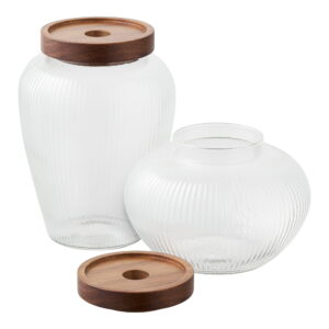 Alternative view of Maya Opbevaringsglas, glas/akacia, sæt af 2