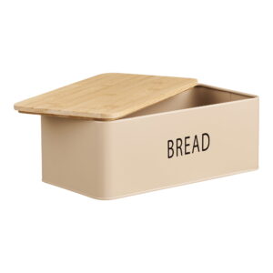 Tula Brødkasse med 3 dåser, metal/bambus, beige, sæt af 4 - Billede 3