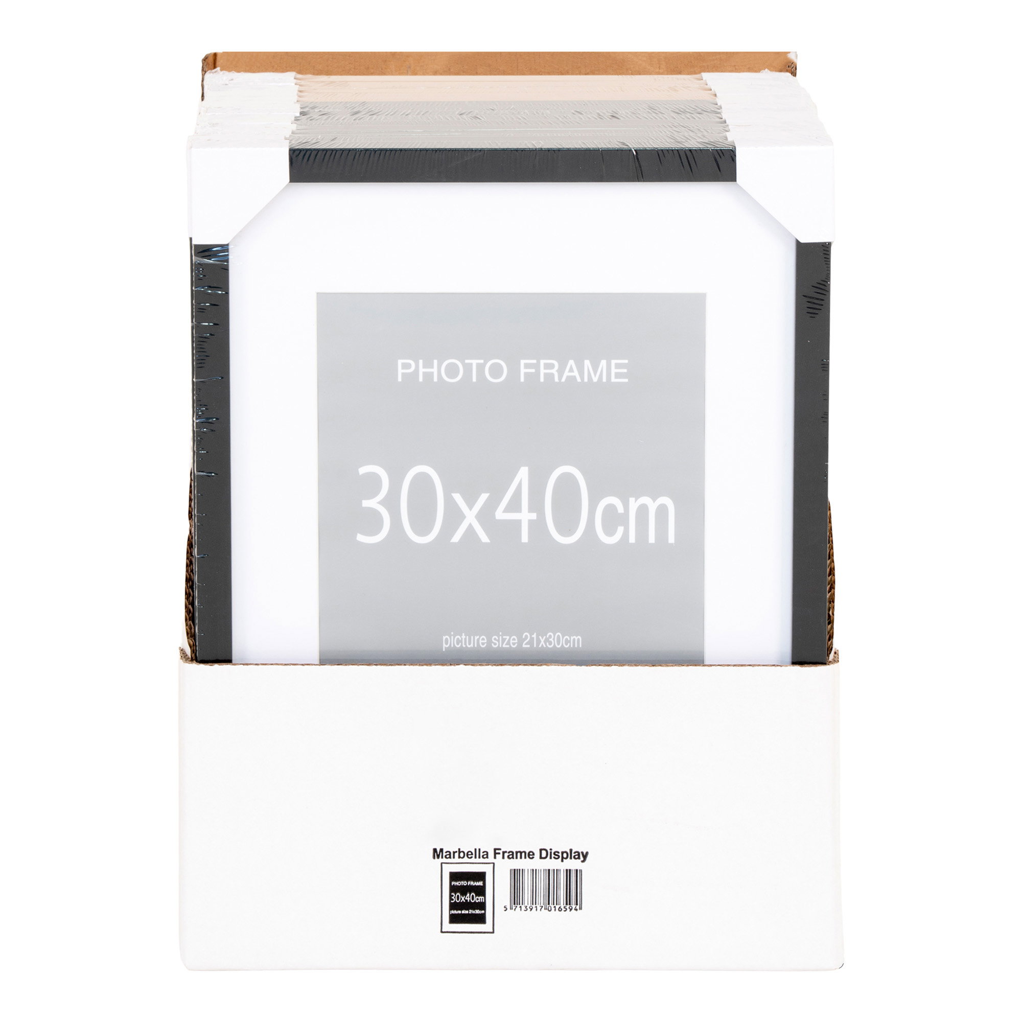 Marbella Ramme Display, MDF/glas, 7 stk. sort og 8 stk. natur, 30x40 cm
