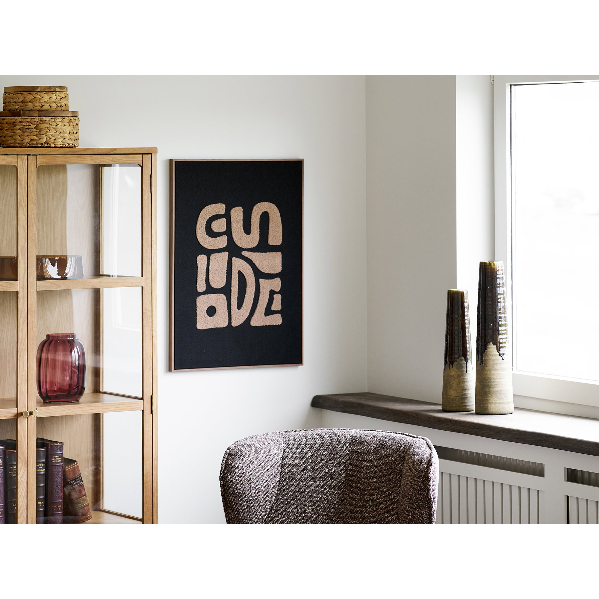 Tine Tufted Vægdekoration, beige/sort, 50x70 cm - Billede 3