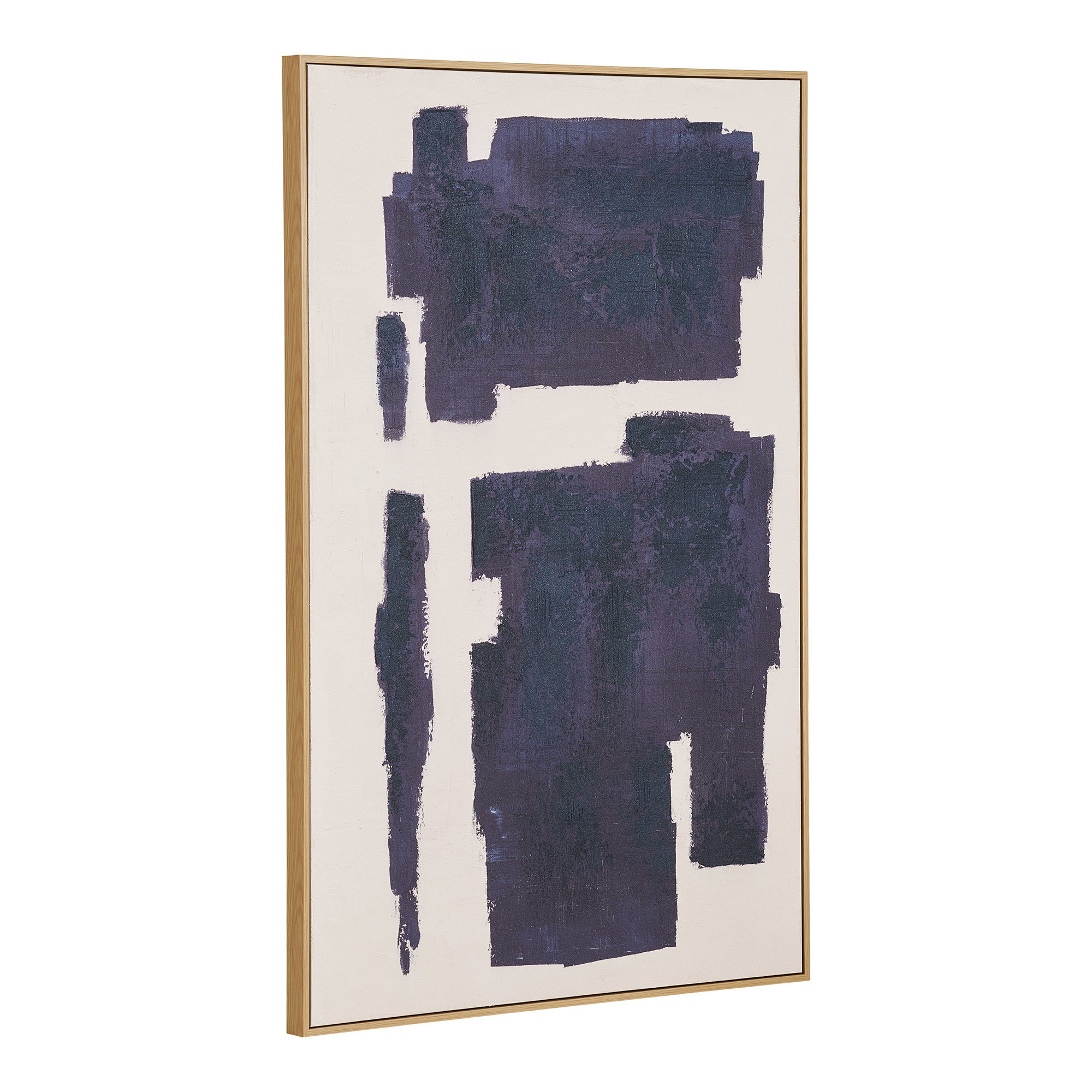 Edna Canvastryk med håndmalede detaljer, beige/blå, 100x150 cm - Billede 2