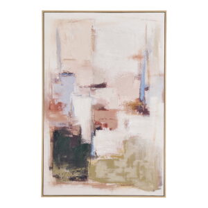Inez Canvastryk med håndmalede detaljer, sandbeige, 100x150 cm