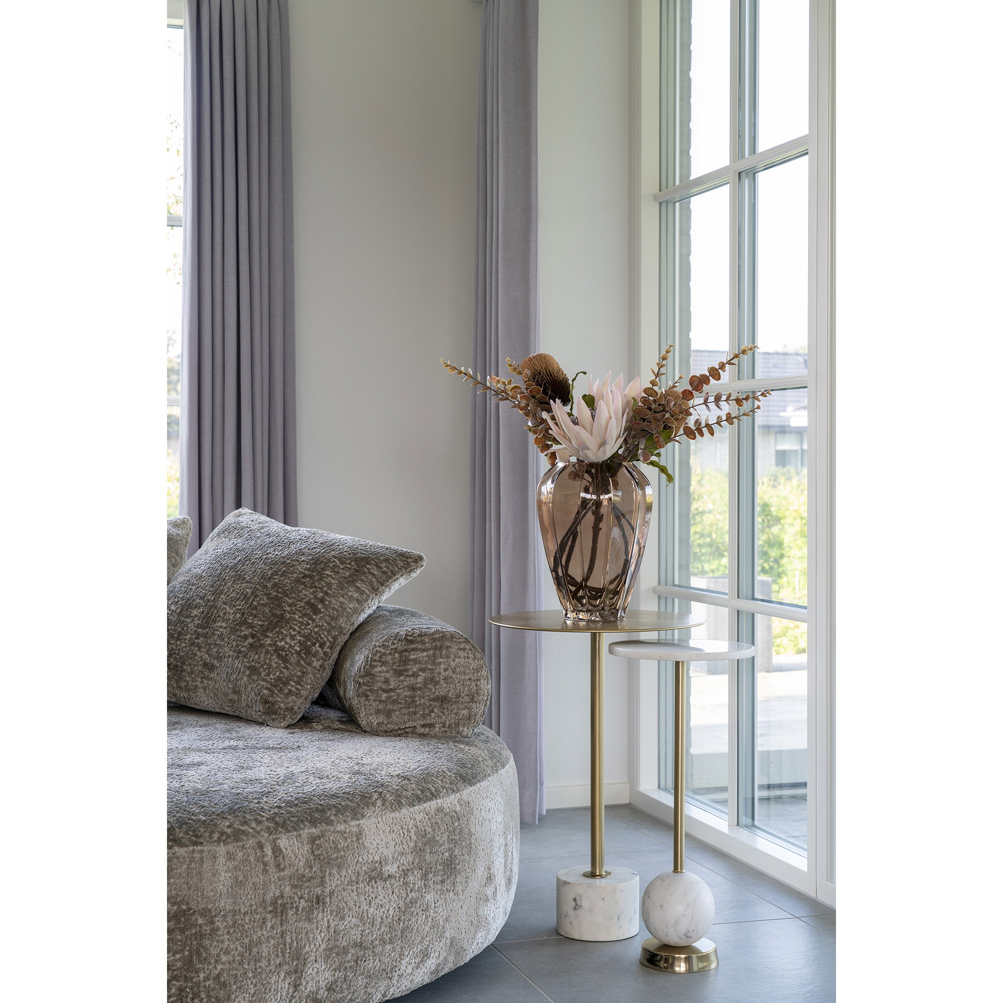 Cairo Daybed med 2 puder I chenille, rund, natur, Ø160 cm, HN1251 - Billede 9