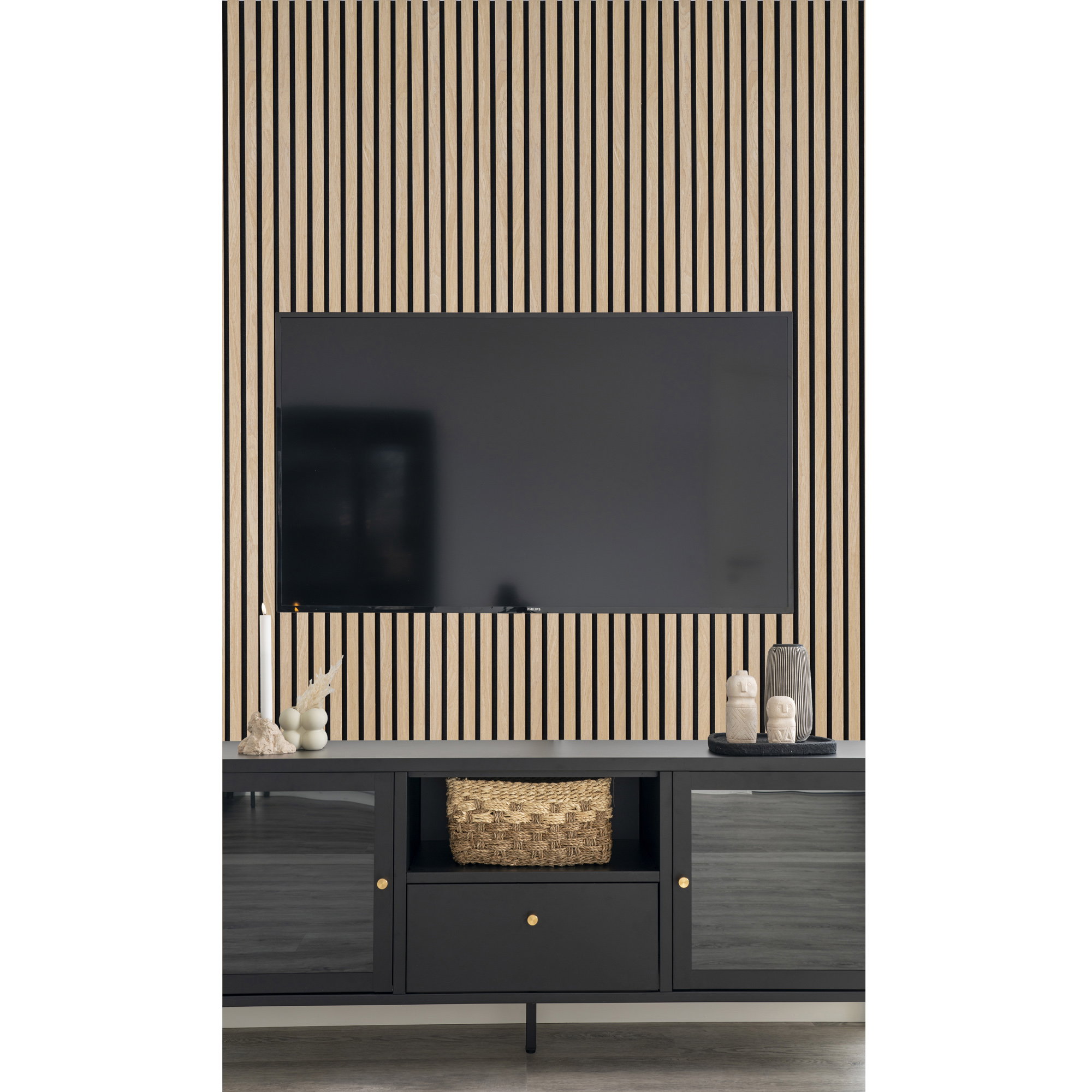 Akustikpanel, træfiner, natur, egetræslook, 2400x600x22 mm – sæt af 2 - Billede 5