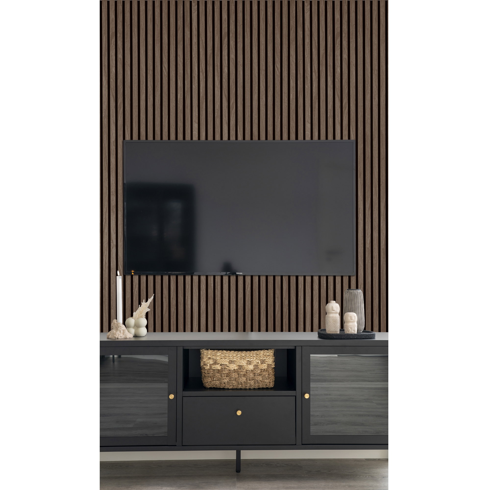Akustikpanel, træfiner, valnød, valnødlook, 2400x600x22 mm – sæt af 2 - Billede 5