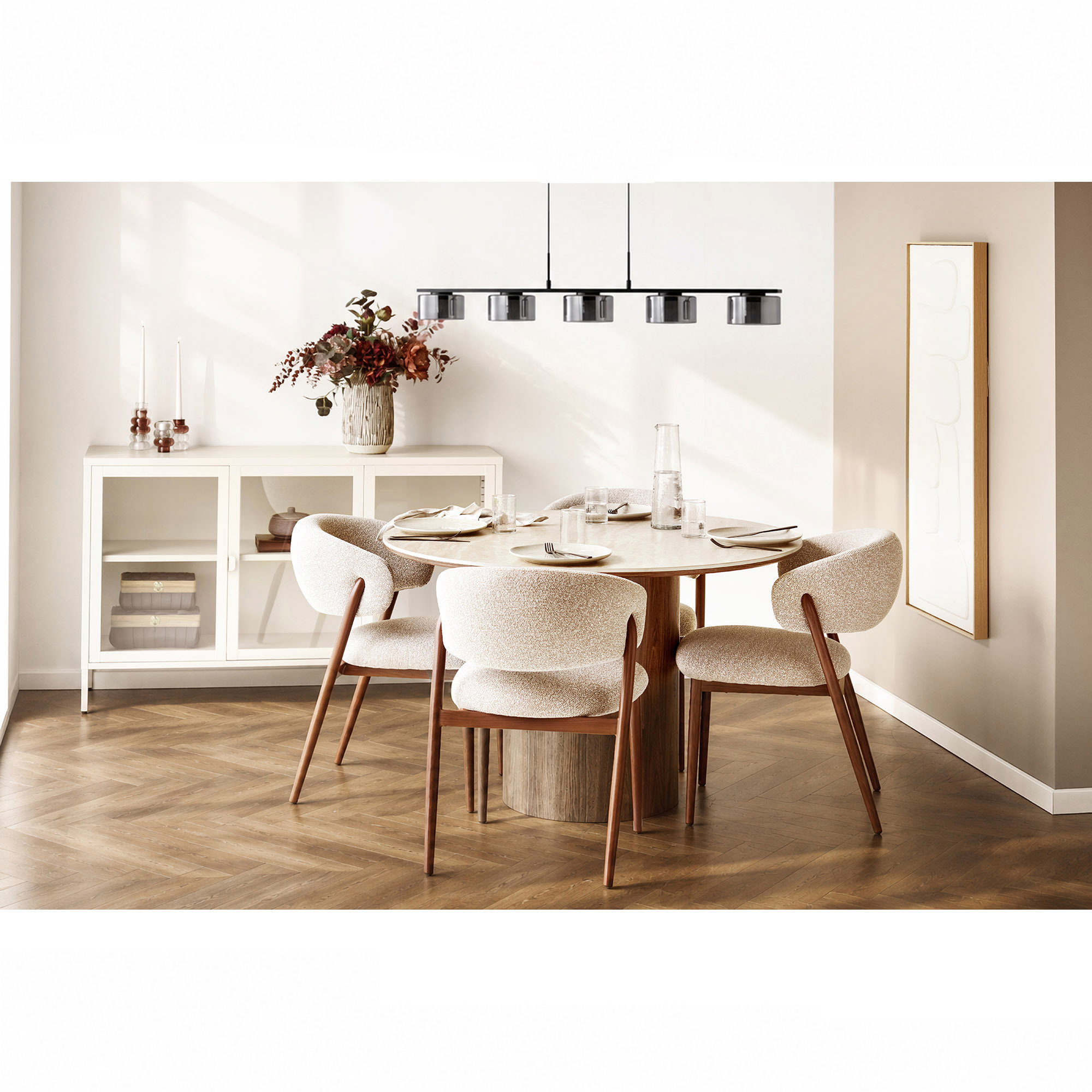 Cholet Pendel med 5 LED, stål/glas, sort/klar - Billede 3