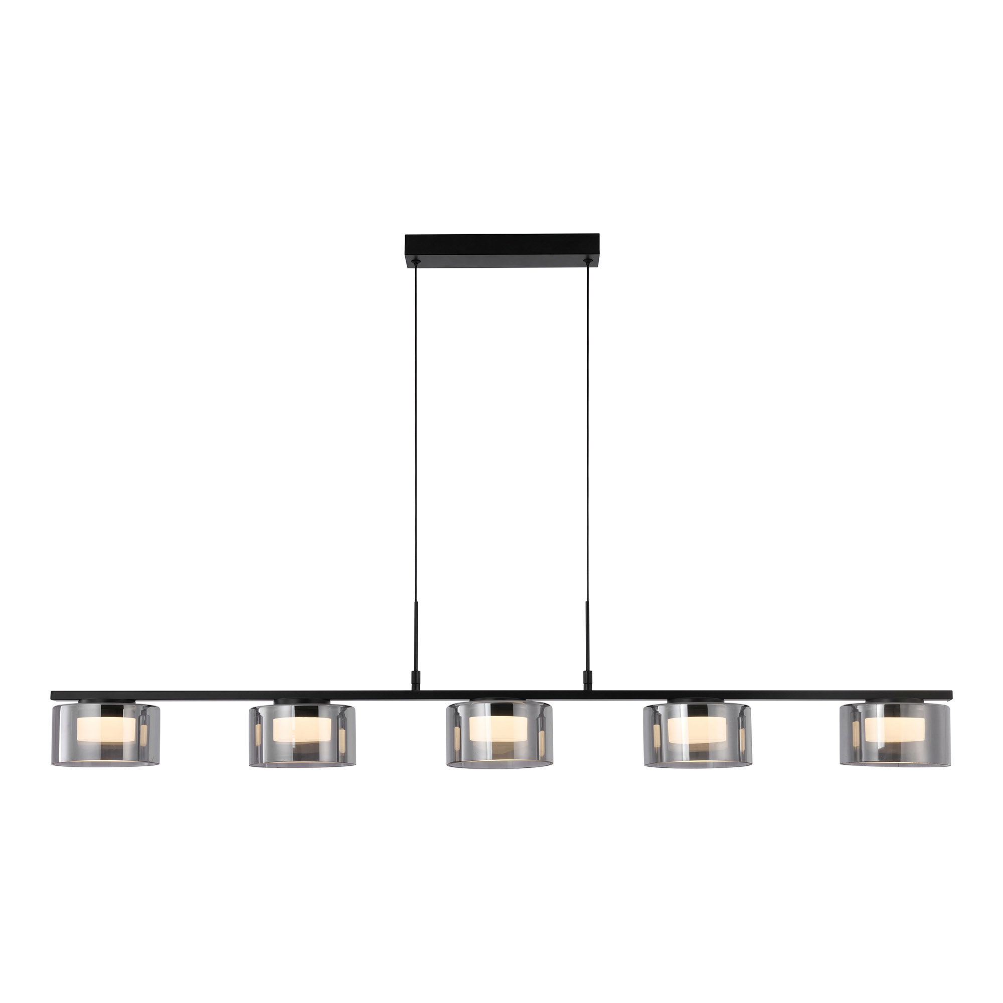 Cholet Pendel med 5 LED, stål/glas, sort/klar - Billede 2