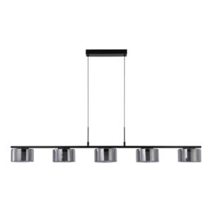 Cholet Pendel med 5 LED, stål/glas, sort/klar