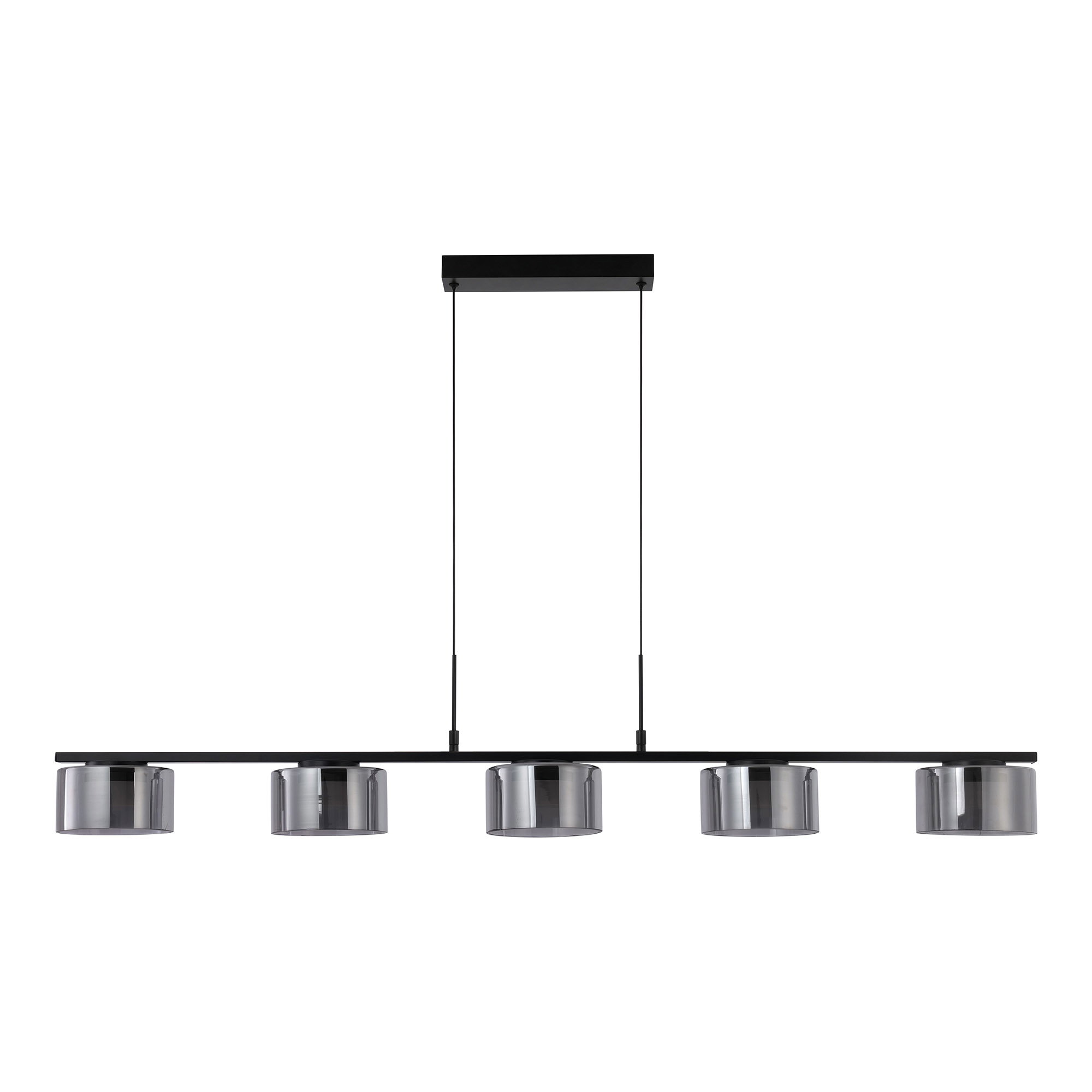 Cholet Pendel med 5 LED, stål/glas, sort/klar