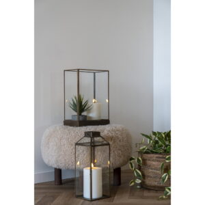 Mysore Lanterne, metal/glas, antik messing look - Billede 4