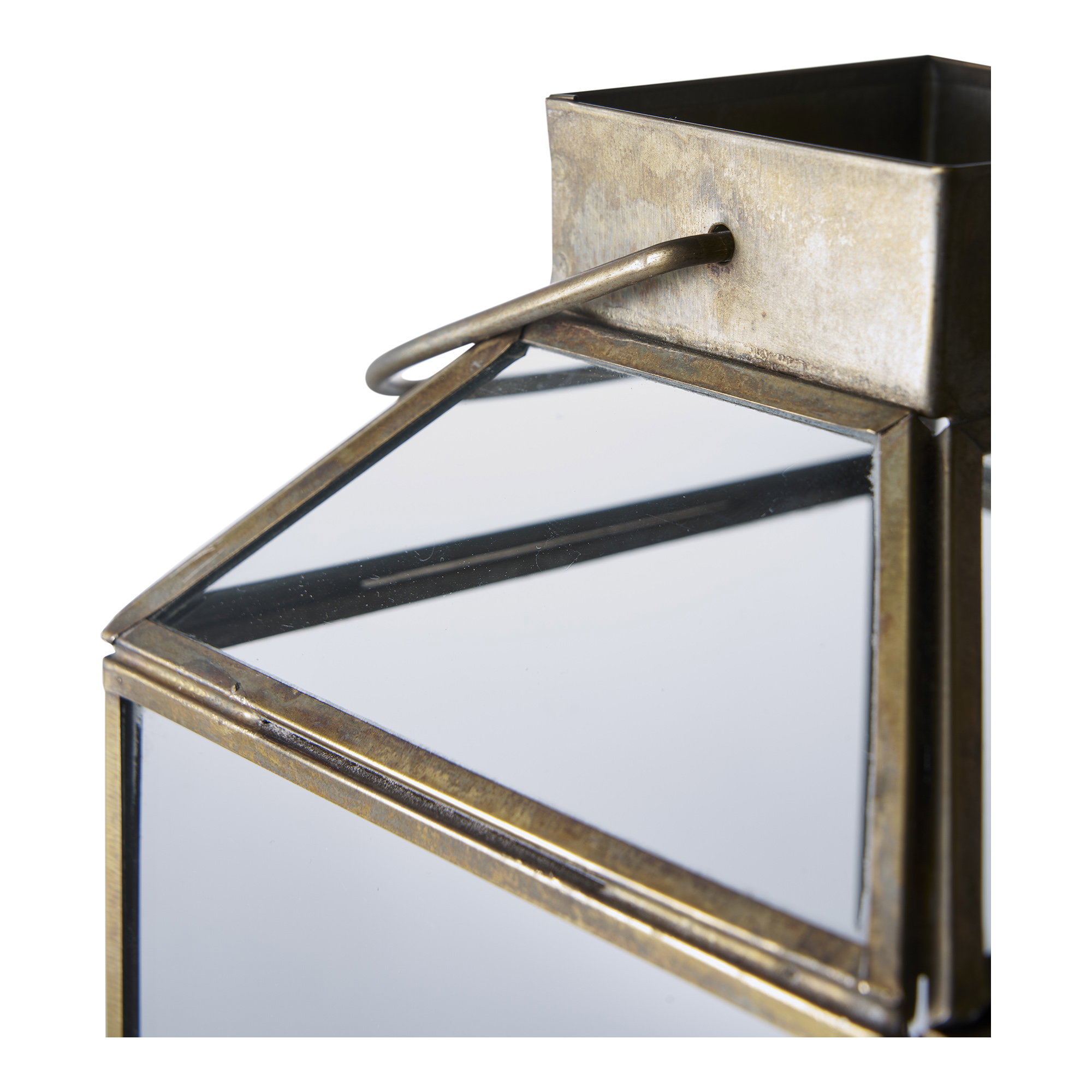Mysore Lanterne, metal/glas, antik messing look - Billede 3