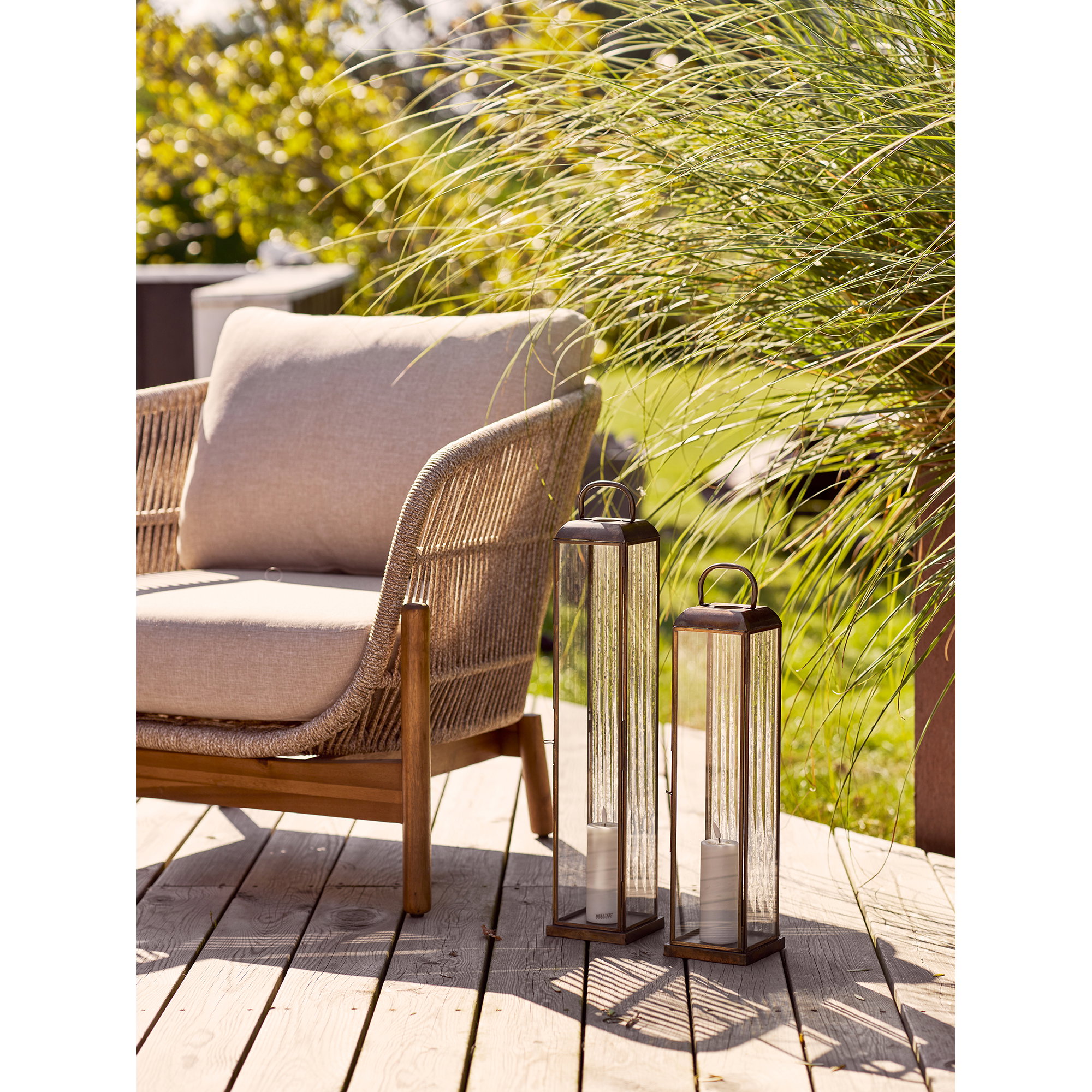 Herslev Lanterne, glas/metal, antik messing look, 12x12x60 cm - Billede 7