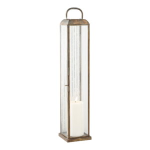 Herslev Lanterne, glas/metal, antik messing look, 12x12x60 cm - Billede 3