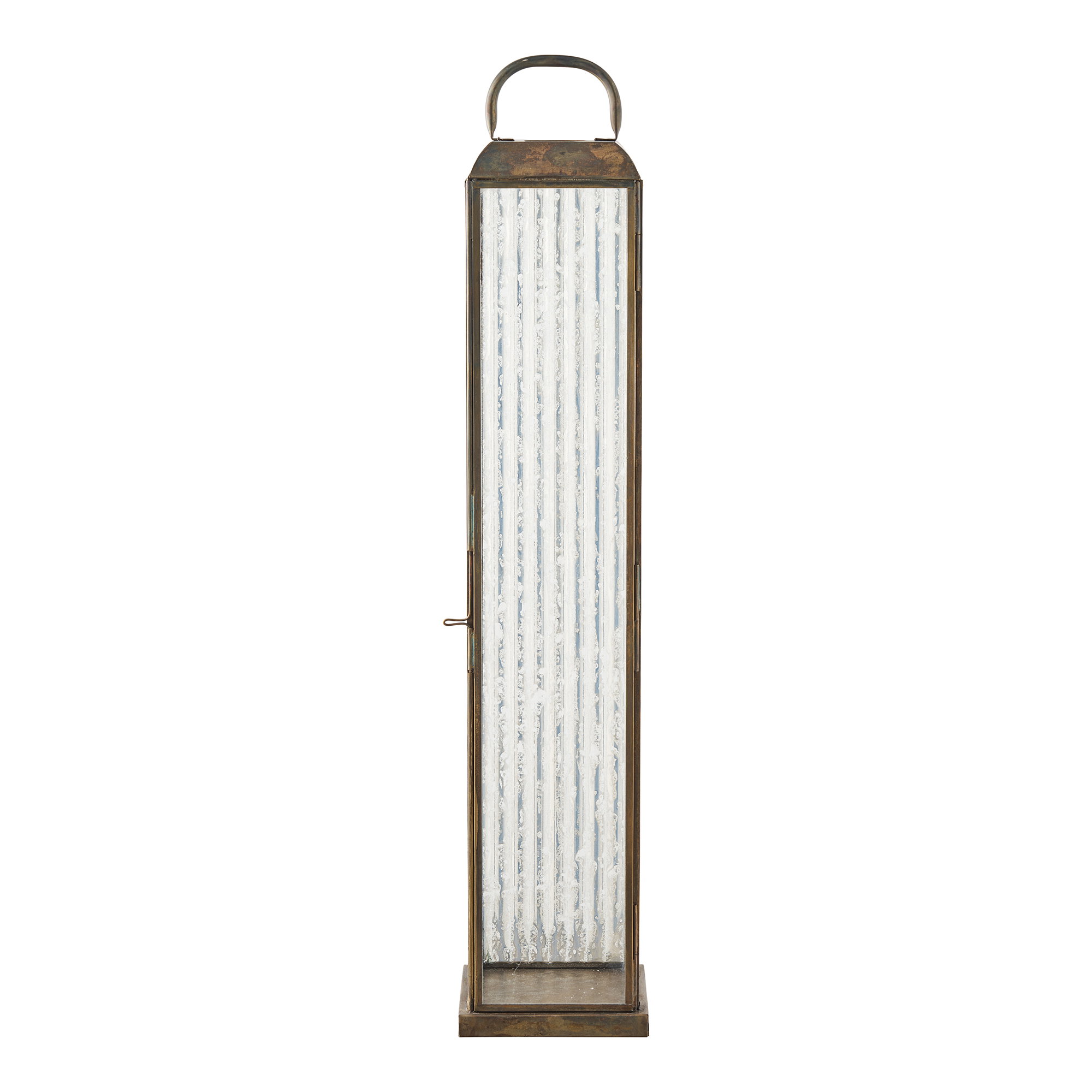 Herslev Lanterne, glas/metal, antik messing look, 12x12x60 cm