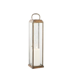 Herslev Lanterne, glas/metal, antik messing look, 12x12x49 cm - Billede 3