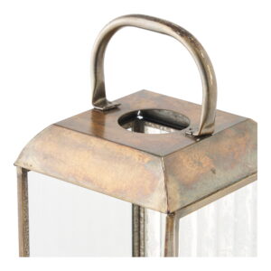 Herslev Lanterne, glas/metal, antik messing look, 12x12x49 cm - Billede 4