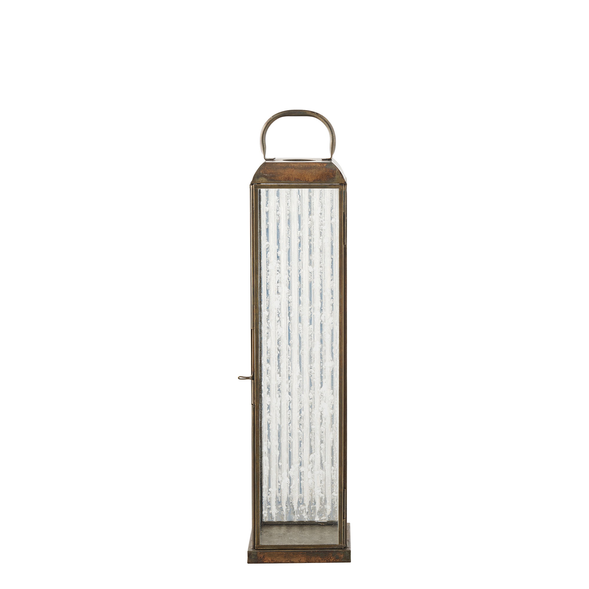 Herslev Lanterne, glas/metal, antik messing look, 12x12x49 cm