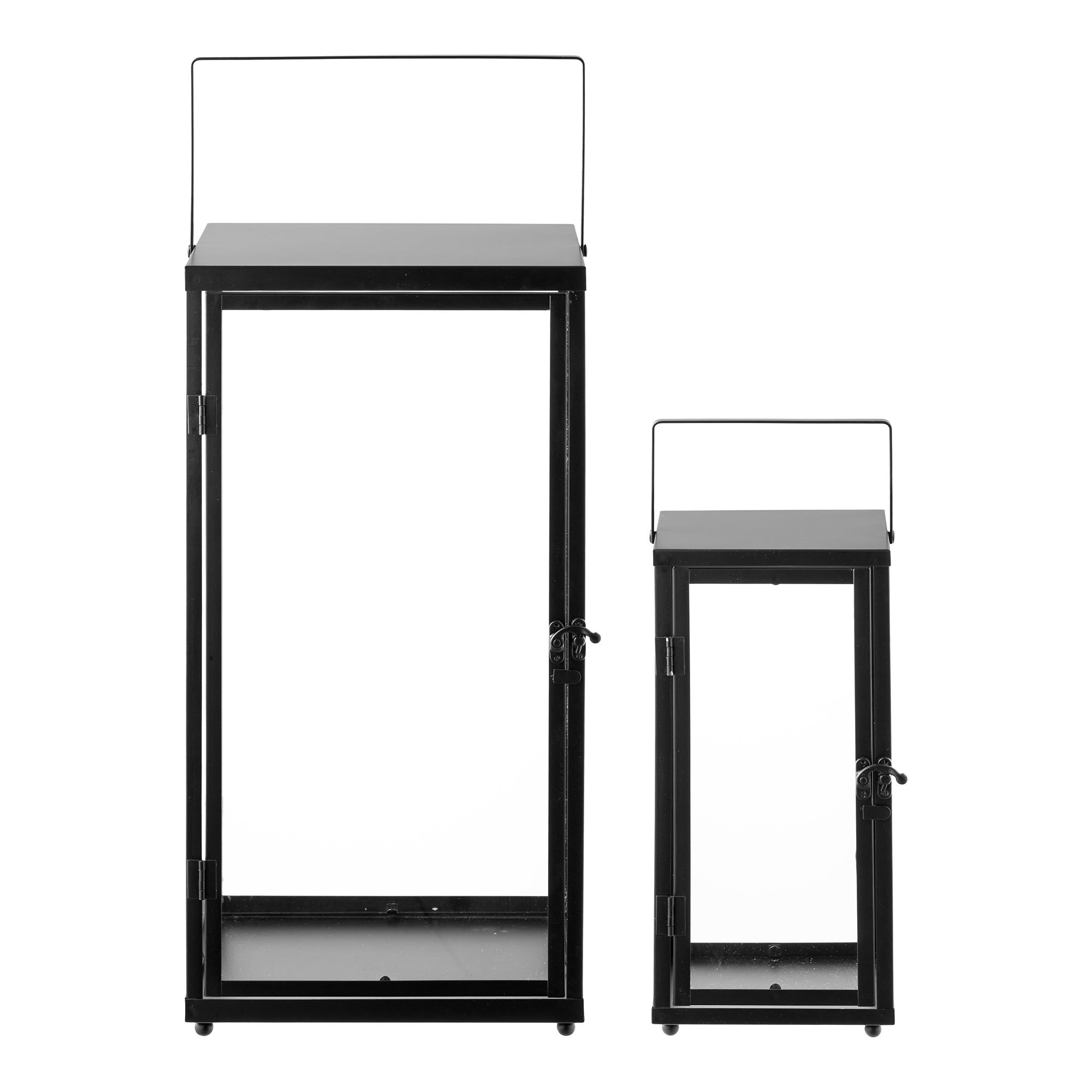 Ibra Lanterner, metal/glas, sort, sæt af 2 - Billede 2