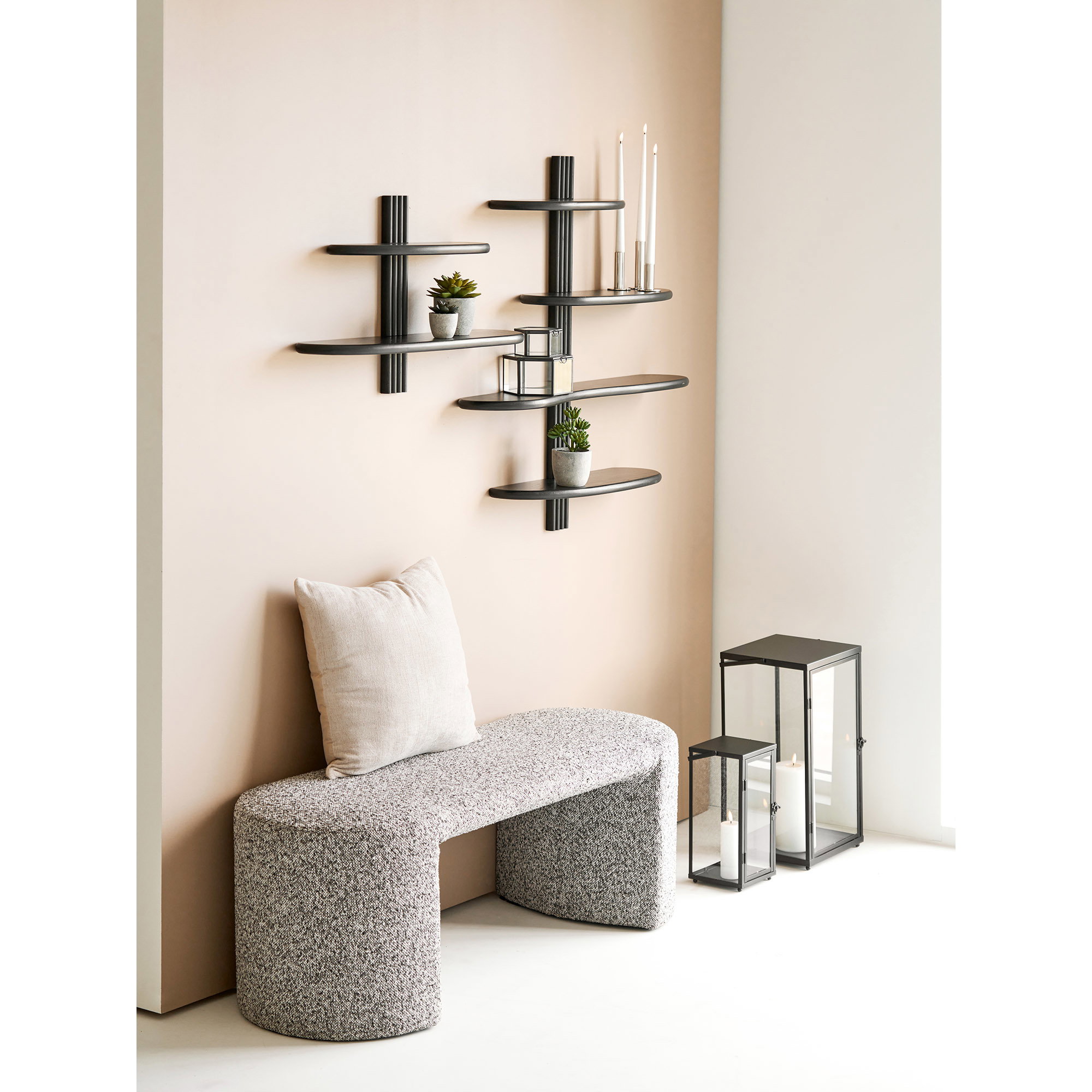 Ibra Lanterner, metal/glas, sort, sæt af 2 - Billede 6