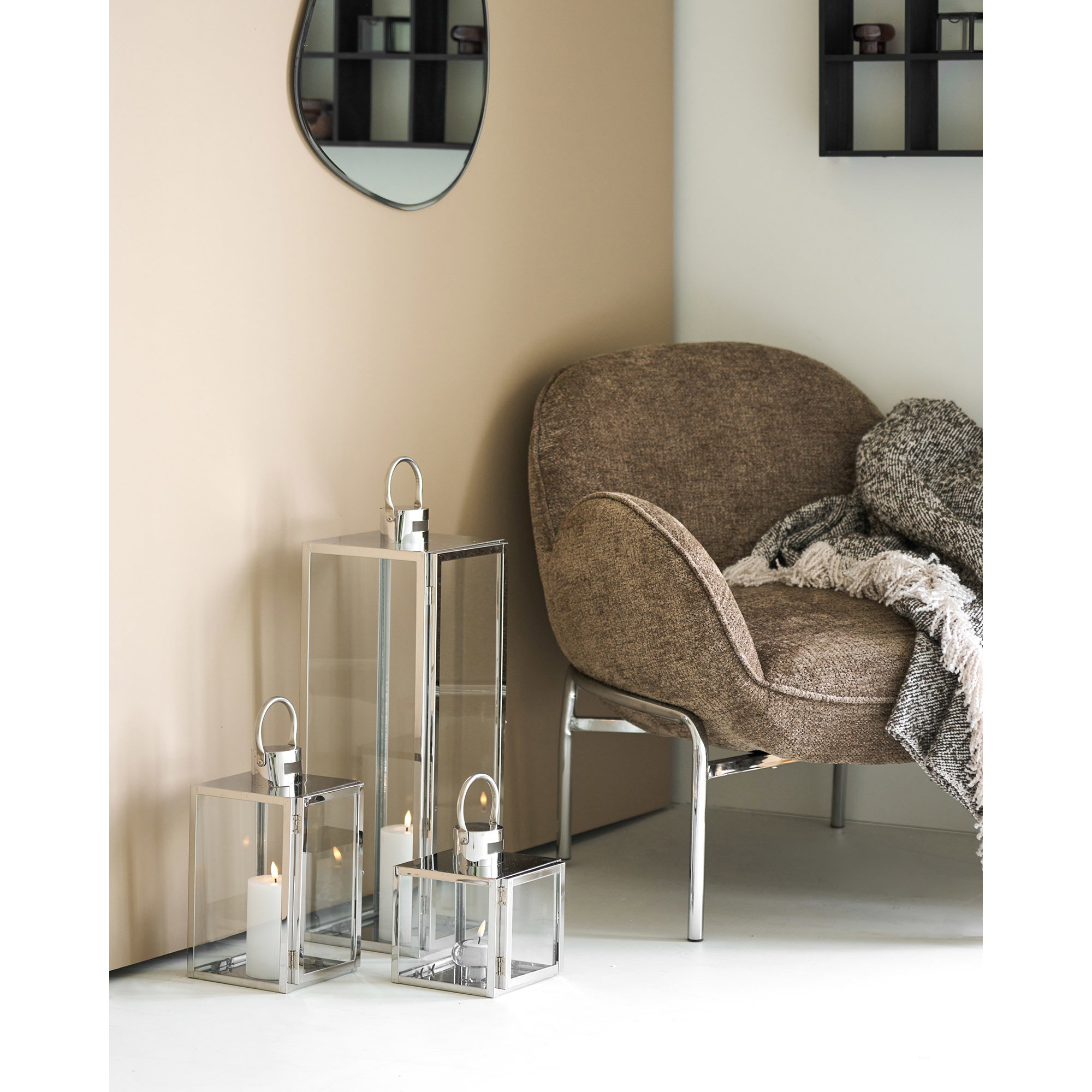 Pota Lanterner, glas/metal, sølv-look, sæt af 3 - Billede 5