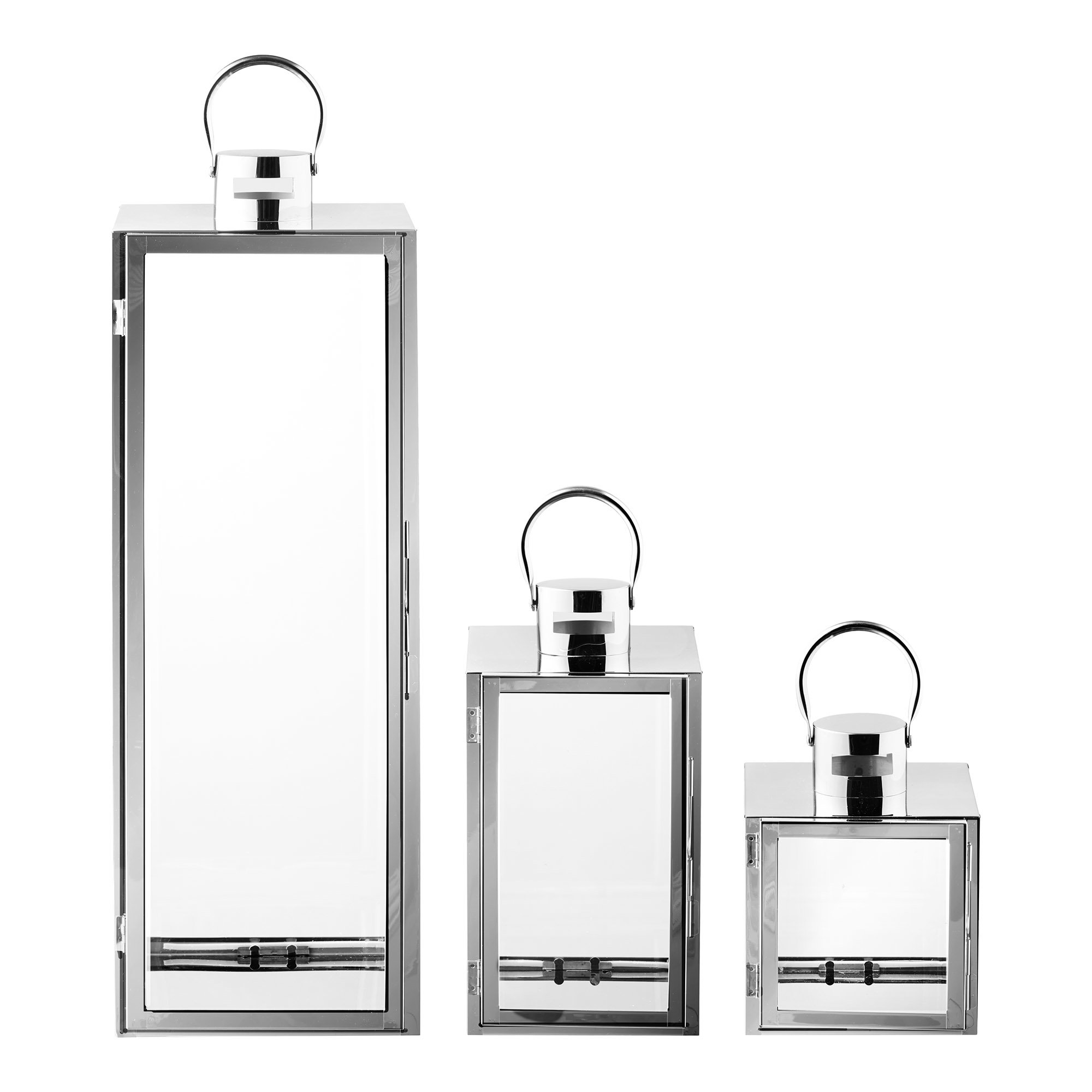 Pota Lanterner, glas/metal, sølv-look, sæt af 3 - Billede 2