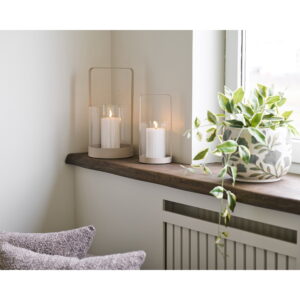 Hurricane lysestage, glas/metal, beige, sæt af 2 - Billede 5
