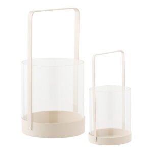 Alternative view of Hurricane lysestage, glas/metal, beige, sæt af 2