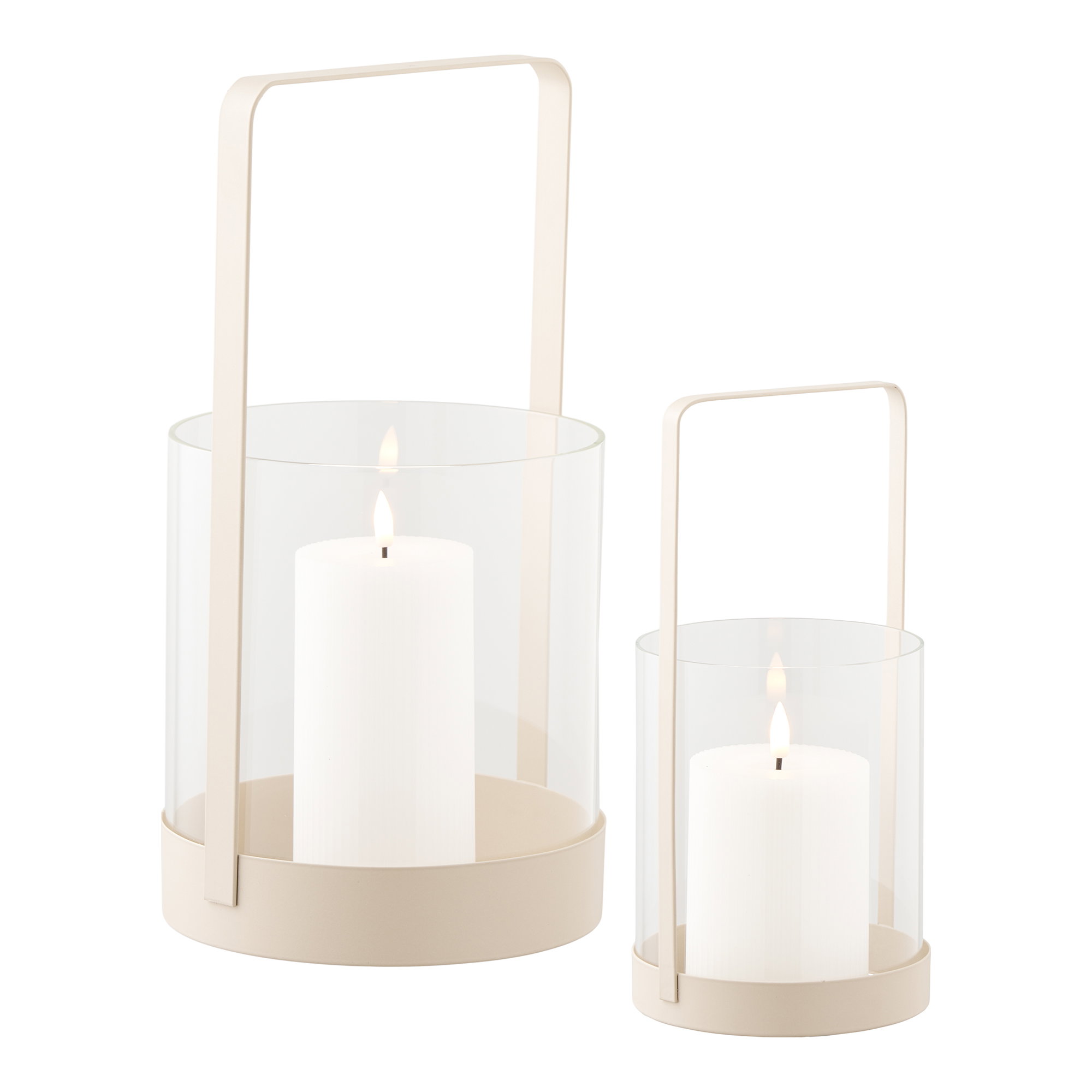 Hurricane lysestage, glas/metal, beige, sæt af 2 - Billede 3