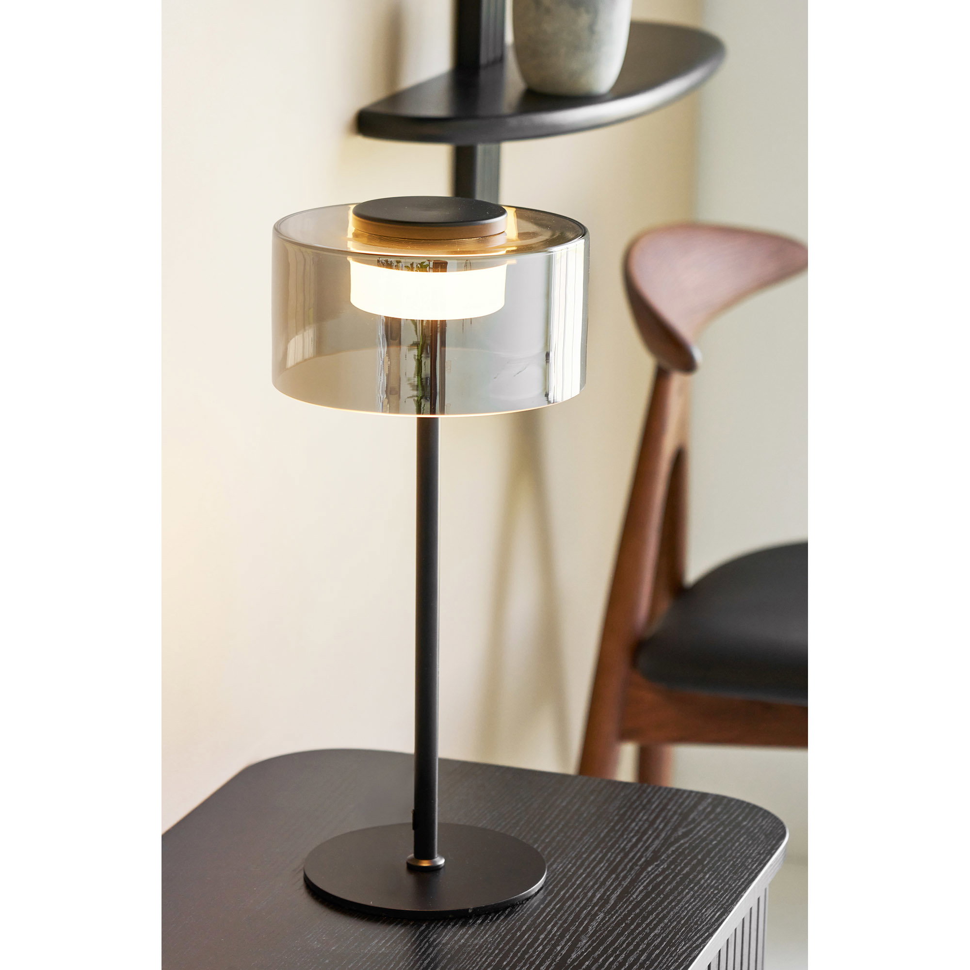 Cholet Bordlampe LED, stål/glas, sort/klar - Billede 4