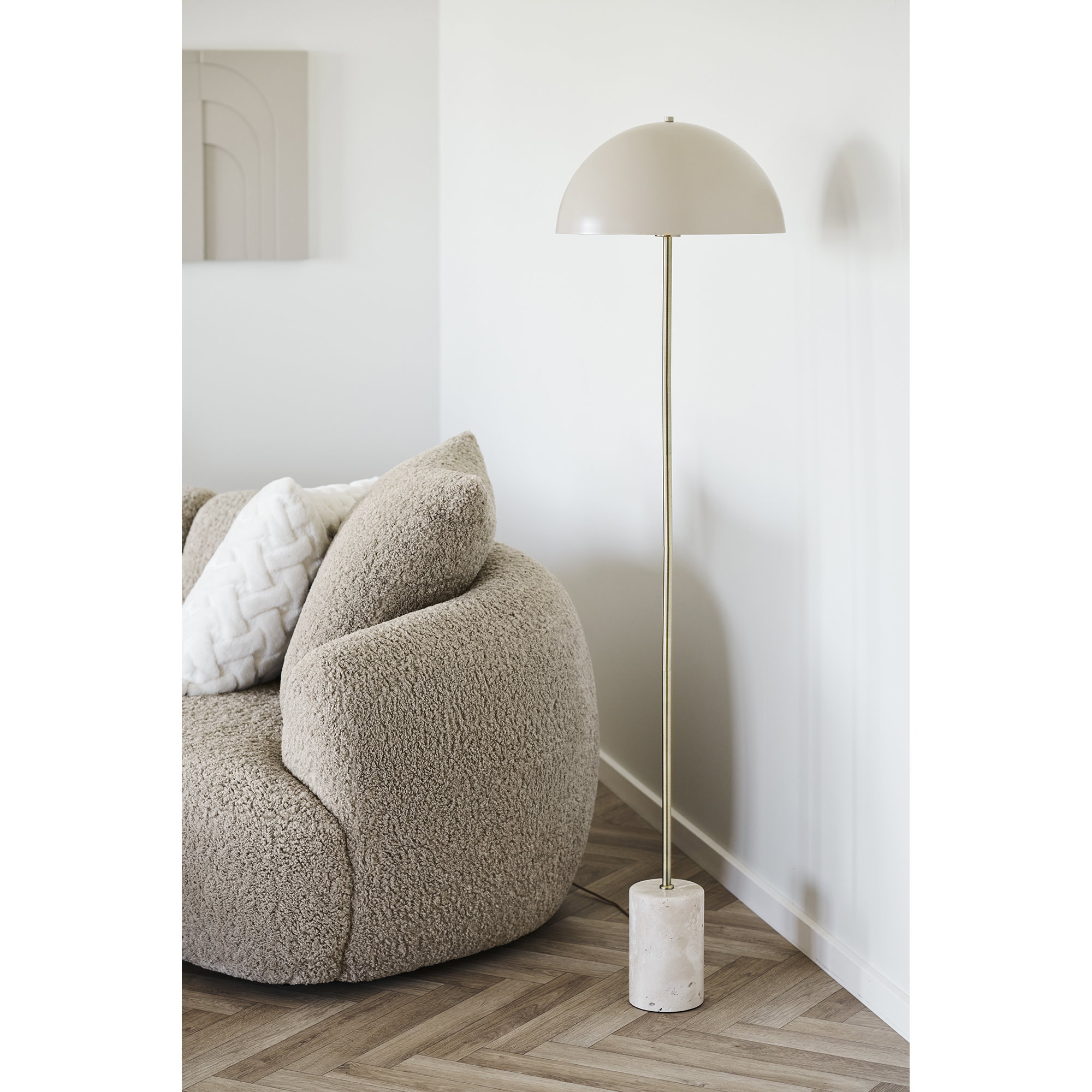 Sheffield Gulvlampe, marmor/metal, beige - Billede 4