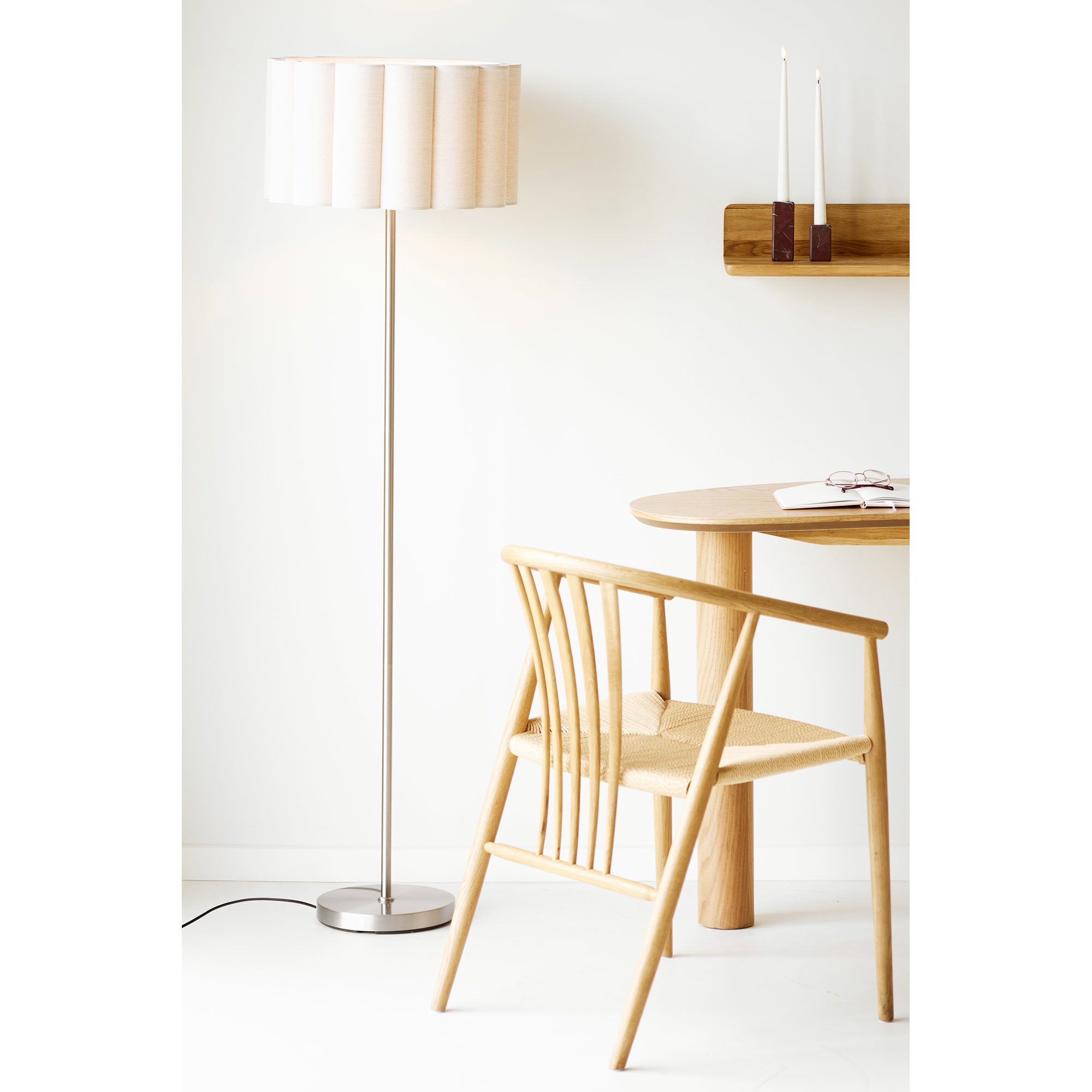 Watton Gulvlampe, stål/linen, grå/beige - Billede 6