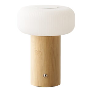Stafford Bordlampe, bambus/metal/PE, genopladelig, natur/hvid