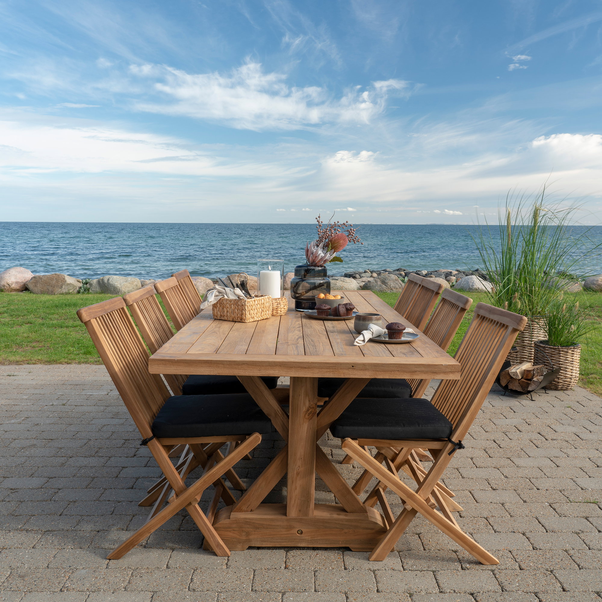 Volos Spisebord, teak, natur, 100x240x75 cm - Billede 5