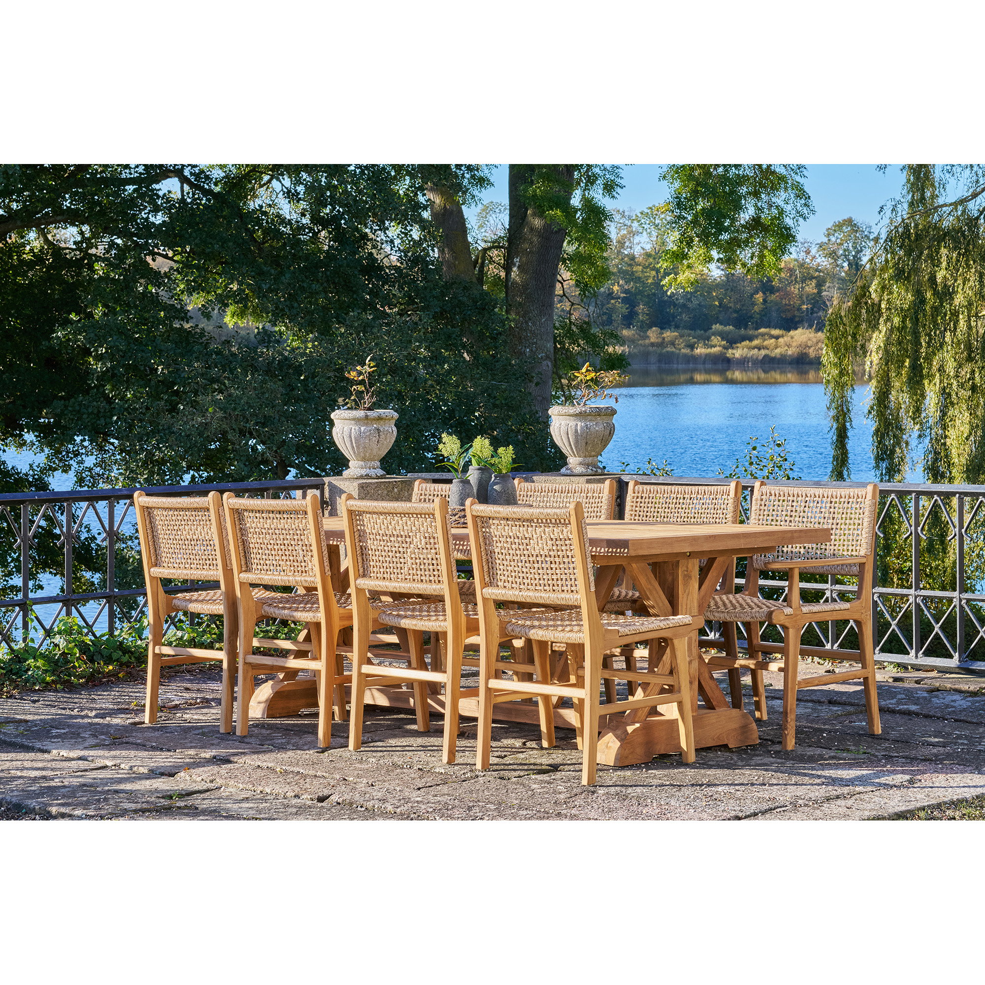 Volos Spisebord, teak, natur, 100x240x75 cm - Billede 7