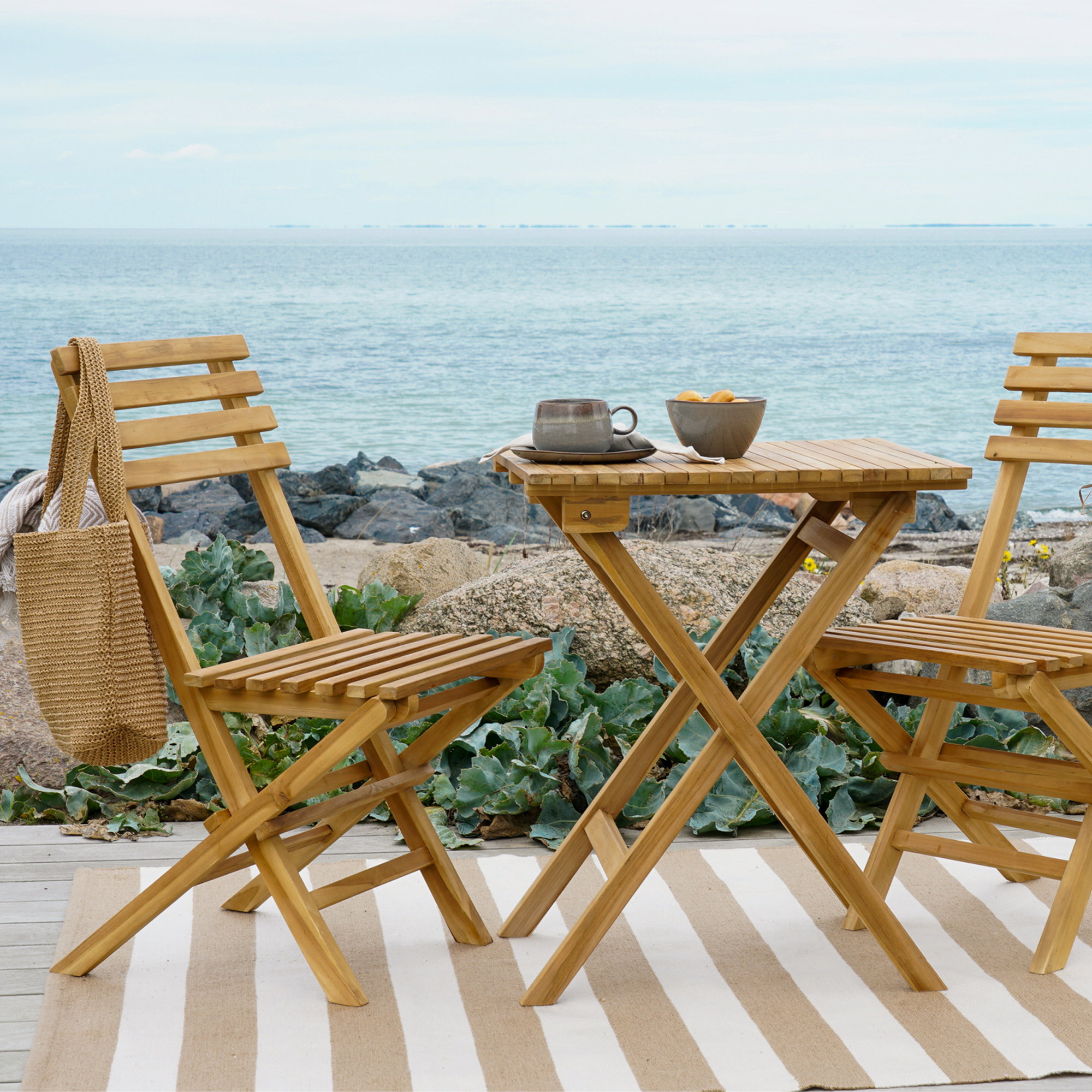Cuenca Cafésæt, 2 stole og 1 bord, teak, natur - Billede 4