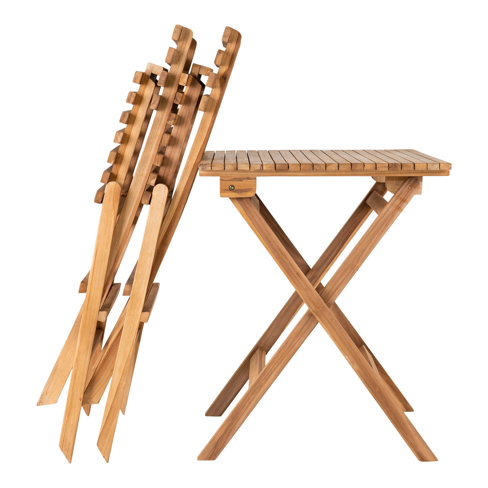 Cuenca Cafésæt, 2 stole og 1 bord, teak, natur - Billede 2