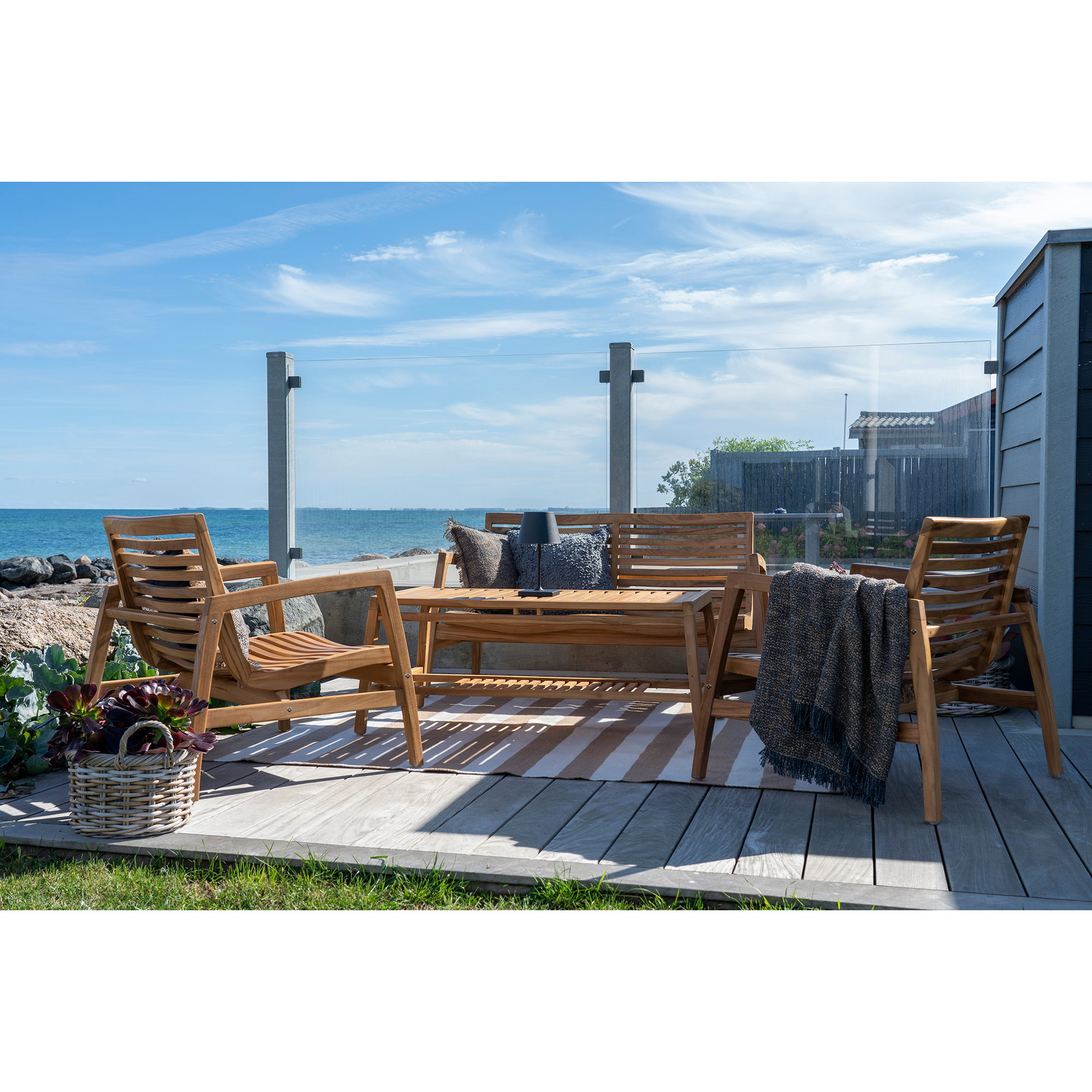 Santander Loungesæt, teak, inkl. hynder, natur - Billede 5