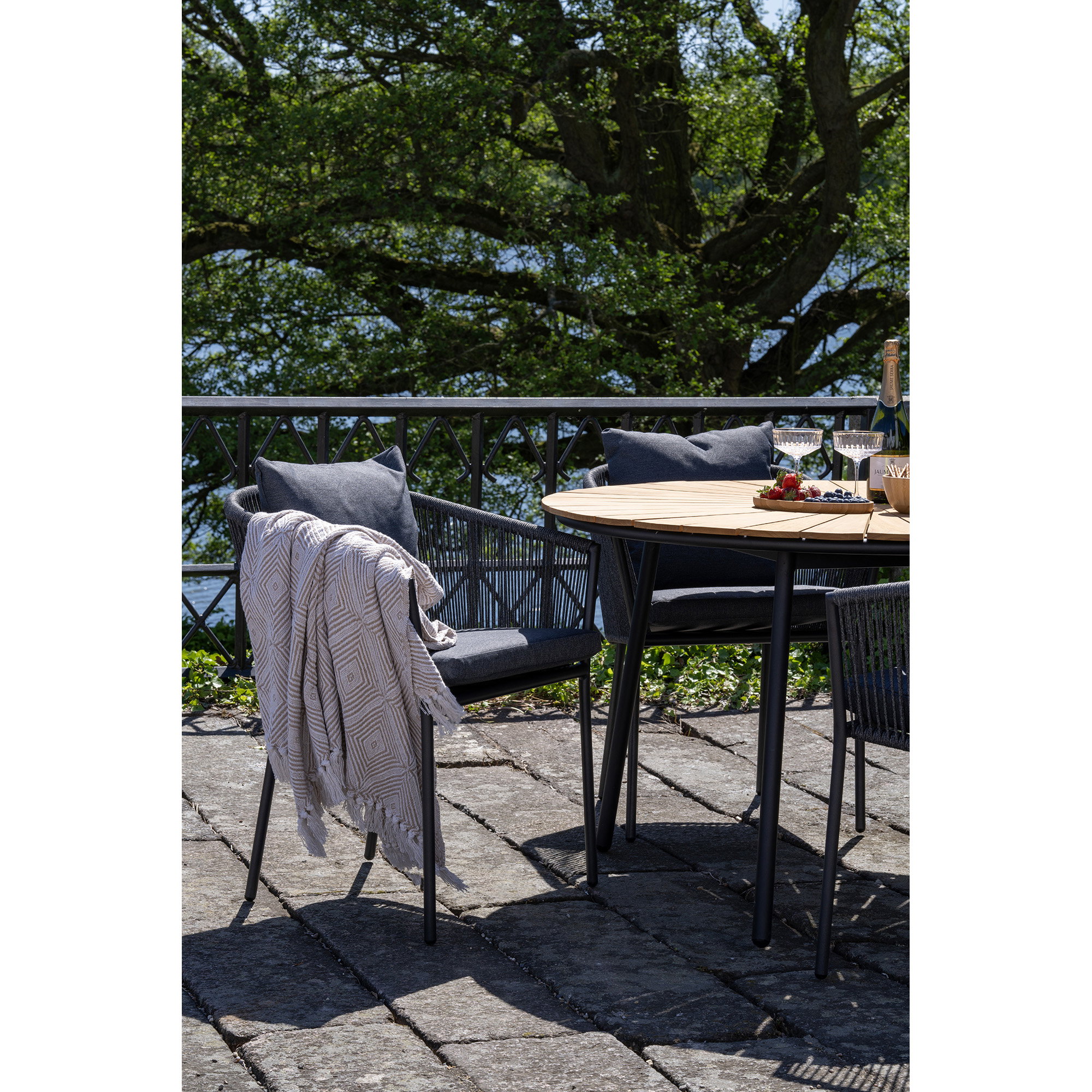 Salerno Spisebordsstol, aluminium/polyester, mørkegrå, inkl. hynde – sæt af 4 - Billede 6