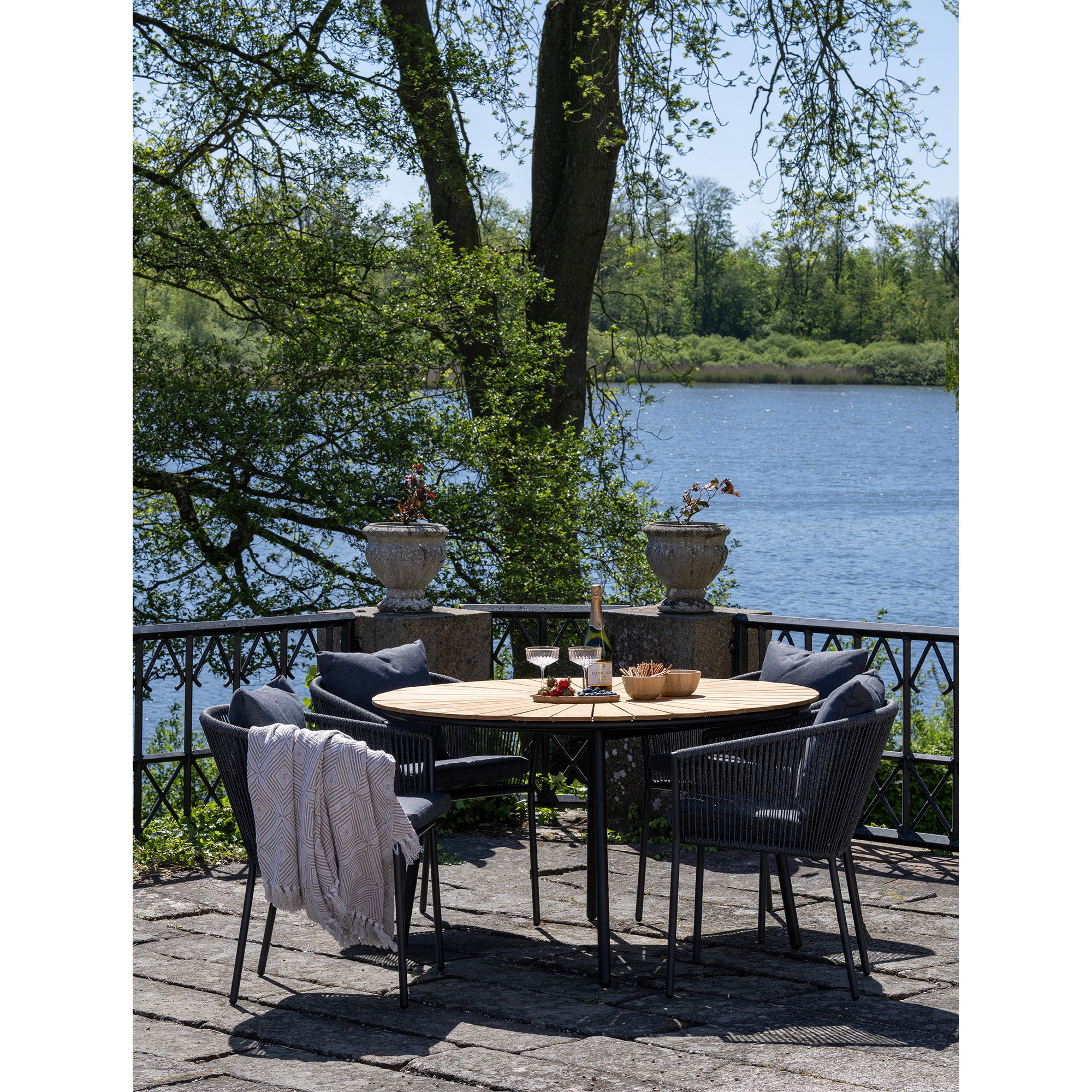 Salerno Spisebordsstol, aluminium/polyester, mørkegrå, inkl. hynde – sæt af 4 - Billede 7
