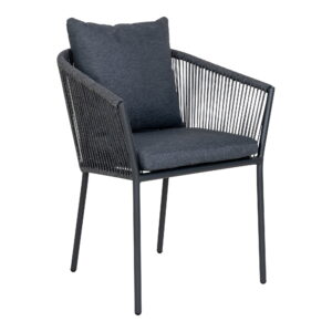 Salerno Spisebordsstol, aluminium/polyester, mørkegrå, inkl. hynde – sæt af 4