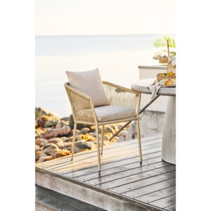 Salerno Spisebordsstol, aluminium/polyester, sand, inkl. hynde – sæt af 4 - Billede 8