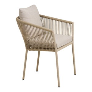 Salerno Spisebordsstol, aluminium/polyester, sand, inkl. hynde – sæt af 4 - Billede 3