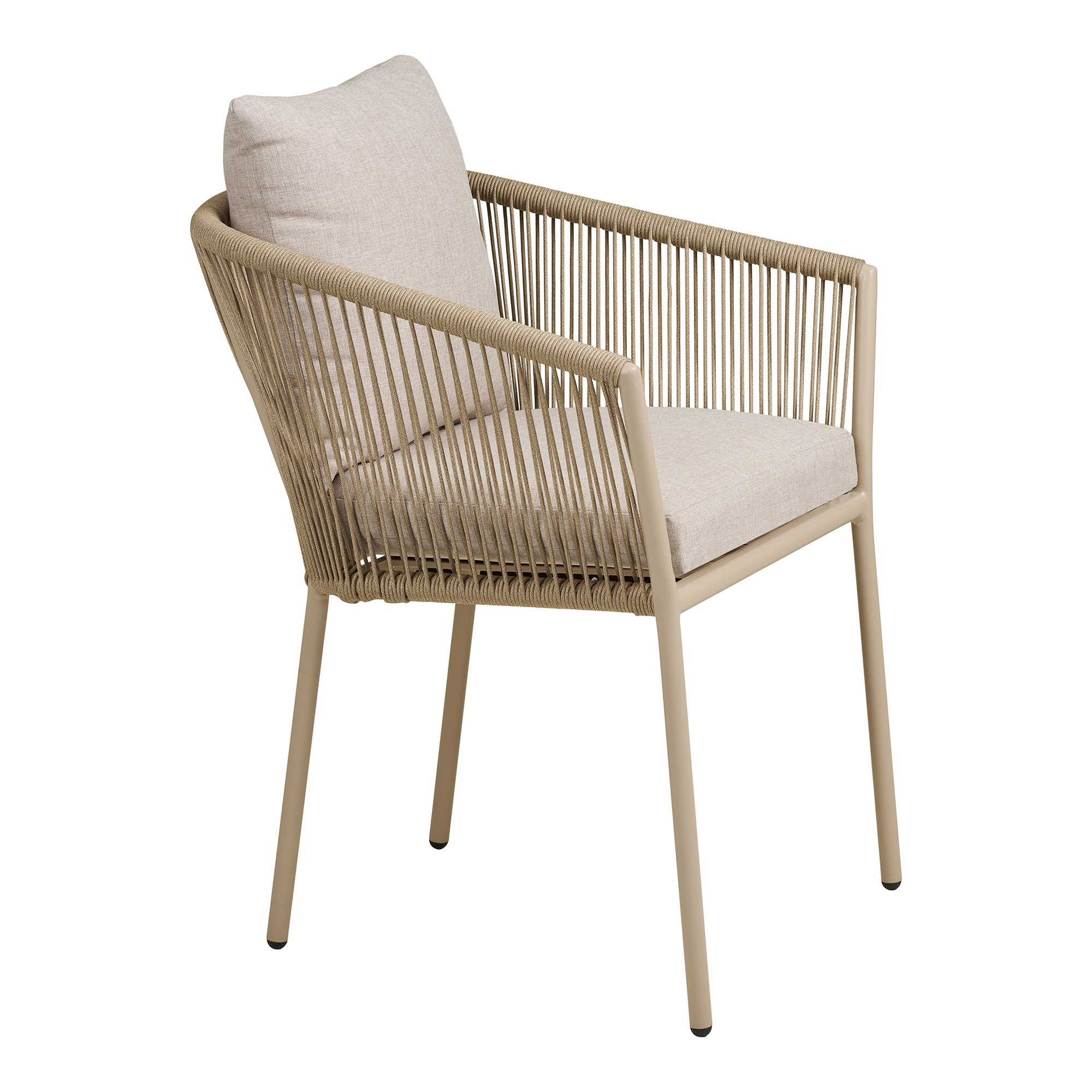 Salerno Spisebordsstol, aluminium/polyester, sand, inkl. hynde – sæt af 4 - Billede 3