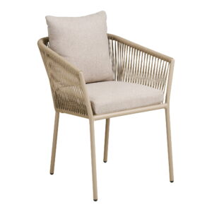 Salerno Spisebordsstol, aluminium/polyester, sand, inkl. hynde – sæt af 4