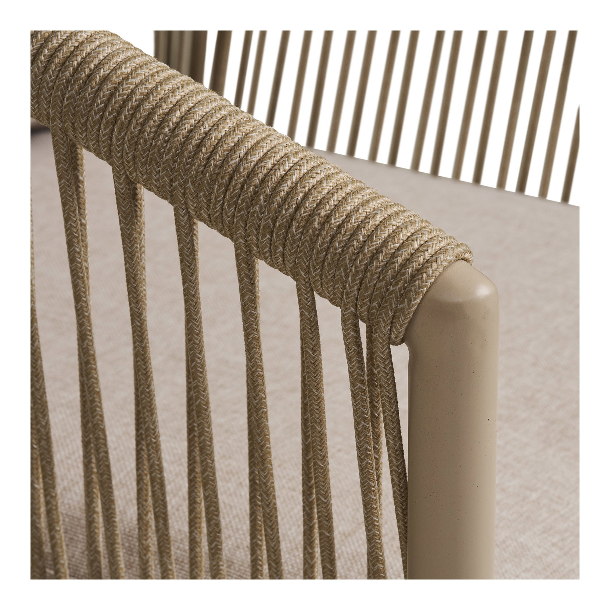 Salerno Spisebordsstol, aluminium/polyester, sand, inkl. hynde – sæt af 4 - Billede 6