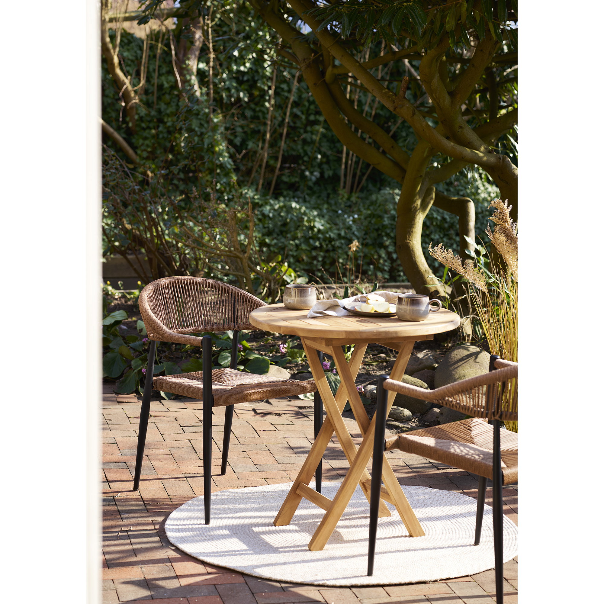 Canari Spisebordsstol, aluminium/PE rattan, natur, sort stel – sæt af 2 - Billede 6