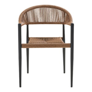 Alternative view of Canari Spisebordsstol, aluminium/PE rattan, natur, sort stel – sæt af 2